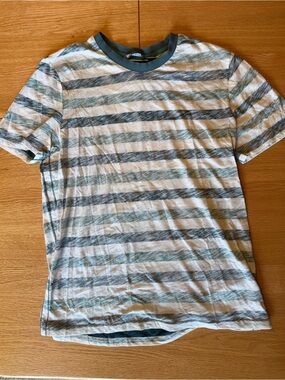 Michael Bastian Men's Striped Tee Green Blue White Cotton L! Like New
